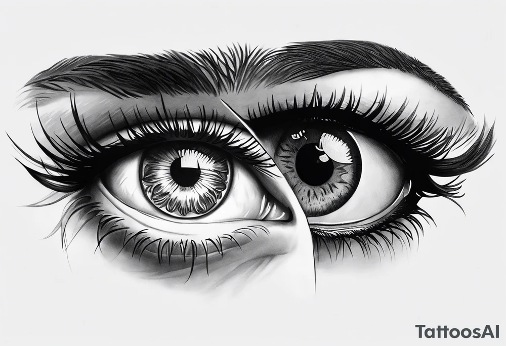 Tattoo of two eyes- women eye and panther eye tattoo idea