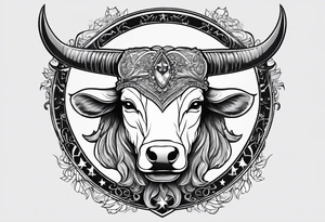 Half Taurus symbol Half Gemini symbol, split down the middle by an arrow. Astrology tattoo idea