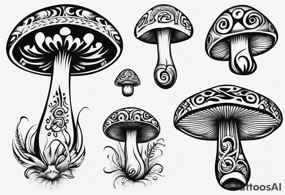 mushroom, maori tattoo idea