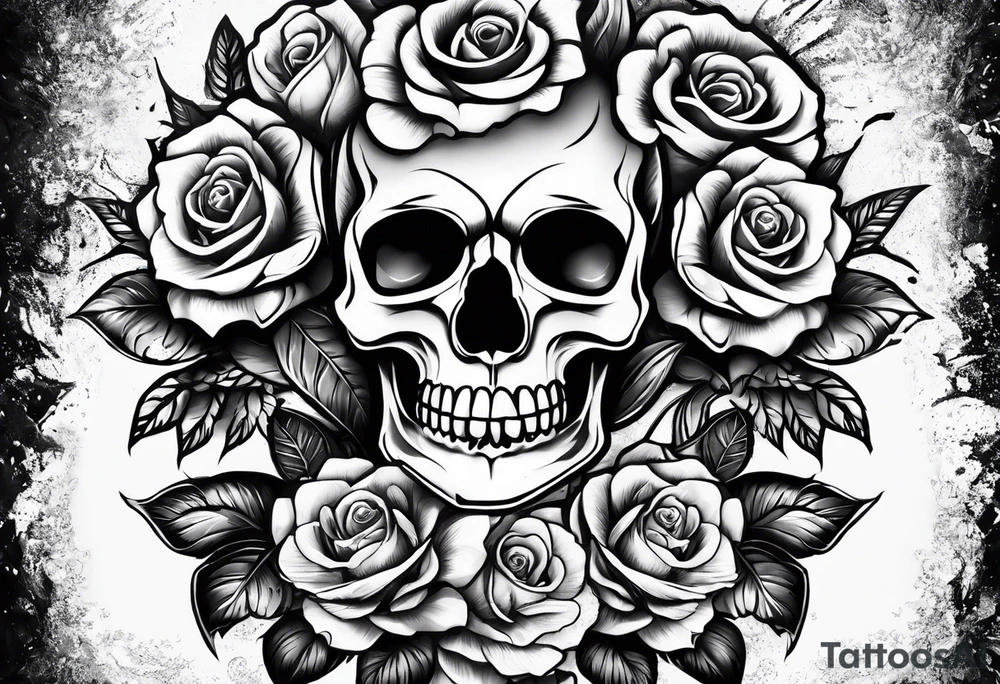 skull and roses tattoo idea