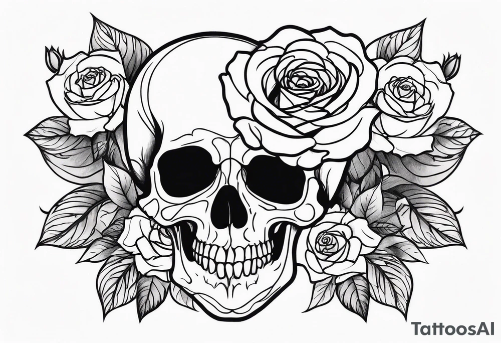 skull and roses tattoo idea