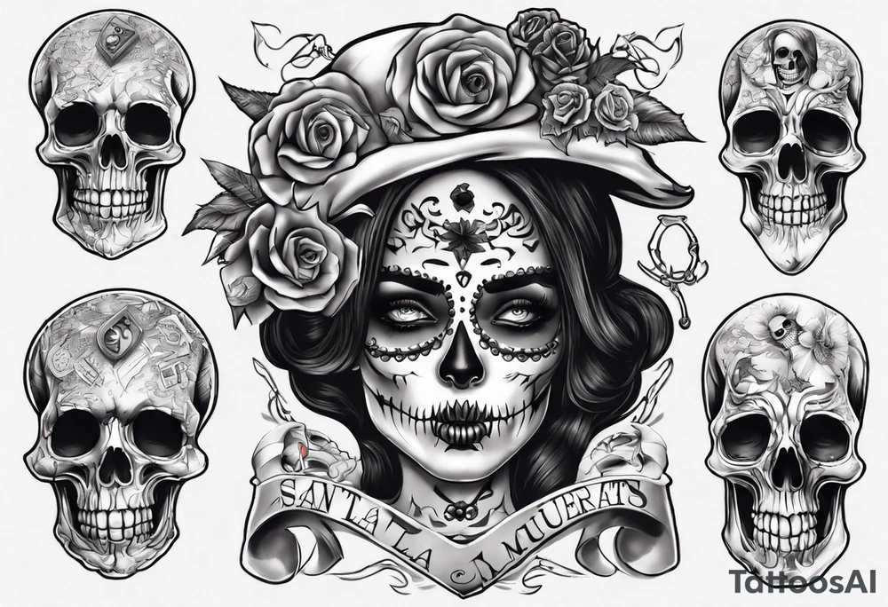 santa la muerta with money tattoo idea
