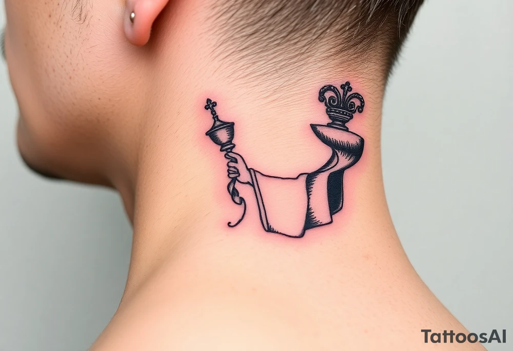 Russian Orthodox Priest in a fully detailed gold vestment swinging a censer with smoke curling upward tattoo idea