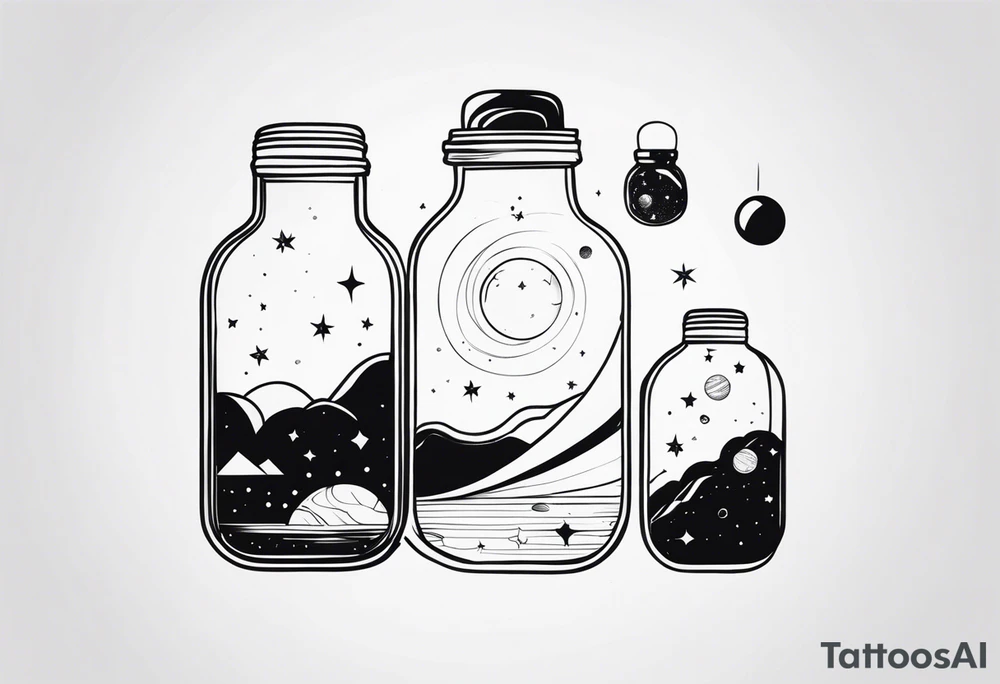 universe in a bottle tattoo idea