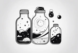 universe in a bottle tattoo idea