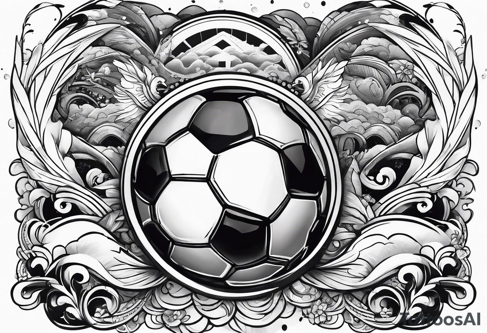 soccer and ocean combination tattoo idea