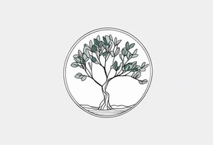 eucalyptus tree, simple, small, soft lines tattoo idea