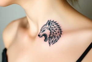 A  wolf snarling as a sheep  mystical creature tattoo idea