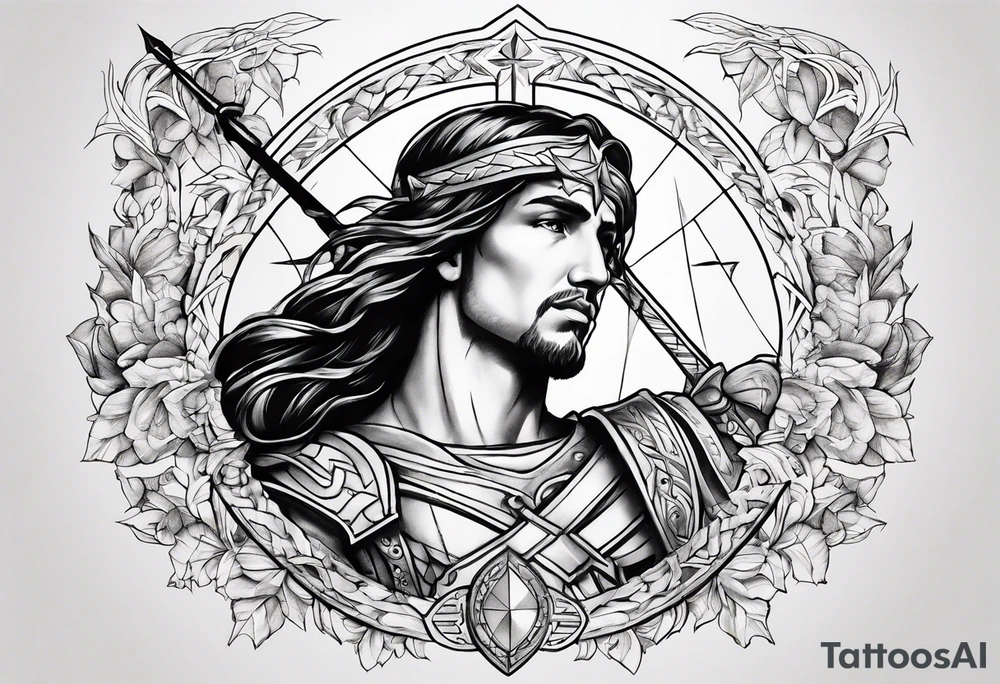 sagittarius, faith, strong, warrior, god, jesus, christ tattoo idea