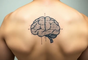 Tattoo of a binary code forming the shape of a brain tattoo idea
