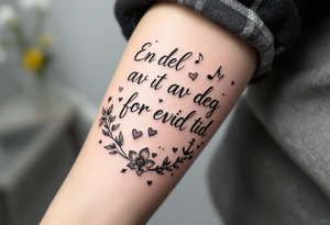 Quote: "En del av deg for evig tid. 
Pappa 20.12.24"
Surround the quote with delicate gladious, notes, hearts and an anchor tattoo idea