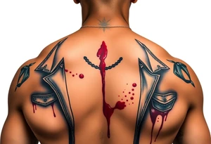 African American gangsta with blood splatter on clothes tattoo idea