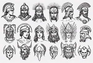 minimalist spartan/ greek/roman mythology fine-linework tattoo idea