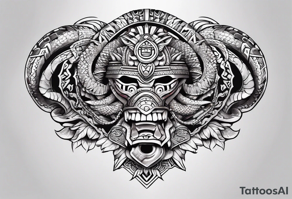 aztec snake sleeve tattoo idea