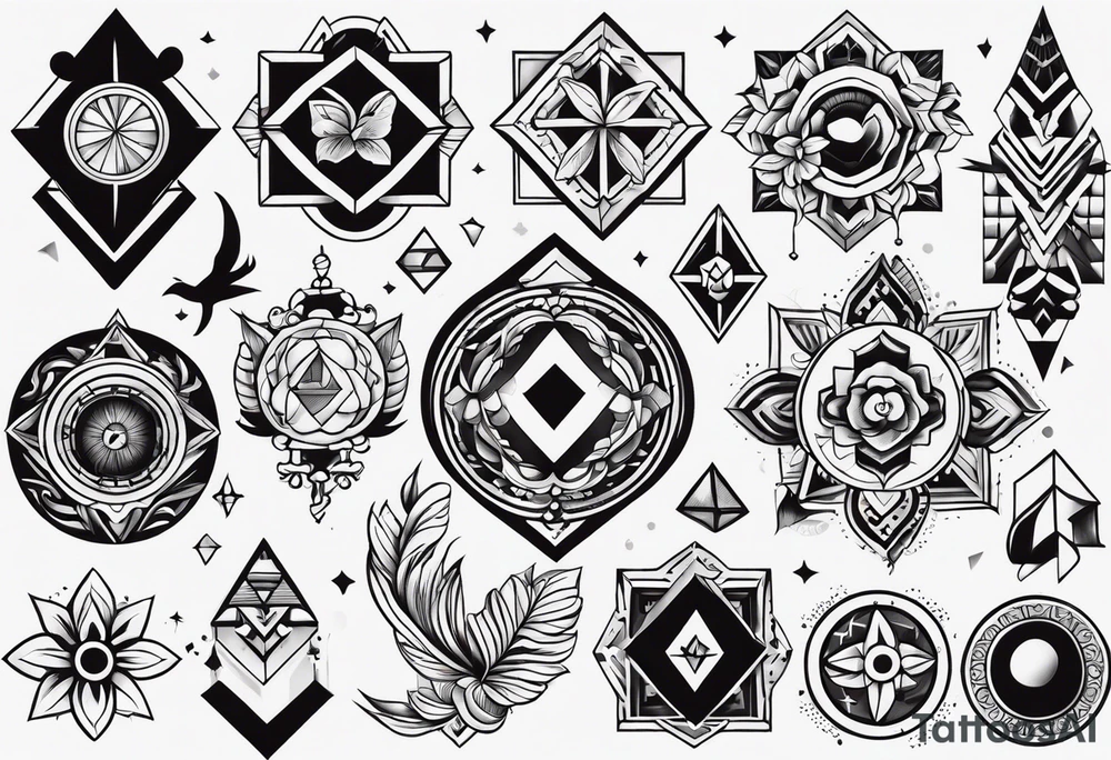 Variety of ass traditional style flash sheet tattoo idea
