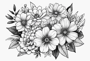 Minimalist bunch of flowers tattoo idea