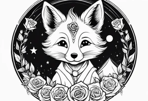 The Little prince with fox on his planet with rose tattoo idea