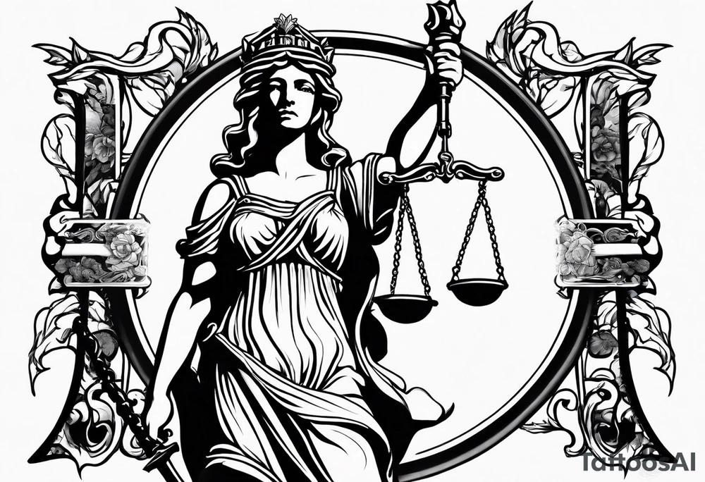renaissance feel lady justice tattoo idea