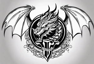 Valhalla sword shield dragon tattoo idea