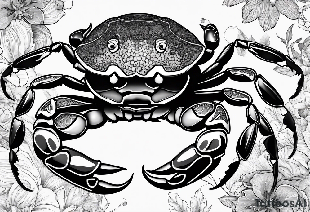 Crabs en blanco en negro con numero 69 tattoo idea