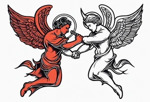 Angel and  Devil fighting back tattoo design tattoo idea