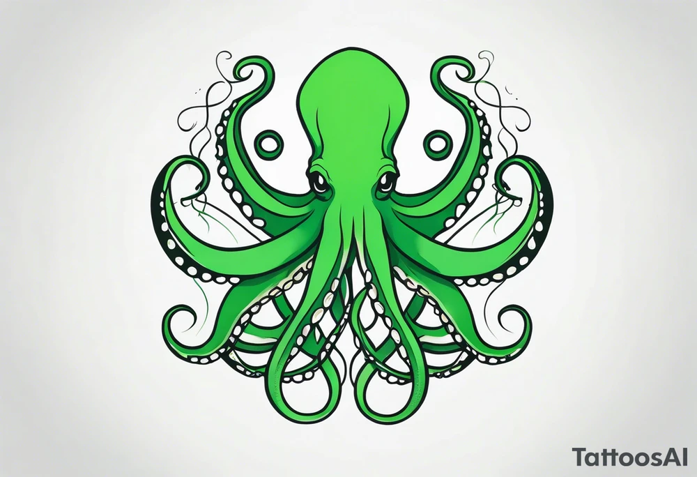 Electric octopus peaceful green tattoo idea