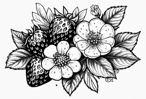 Strawberry and raspberries mixed with flowers tattoo tattoo idea