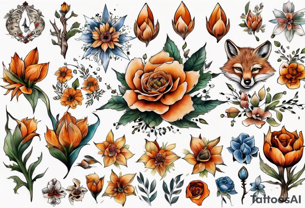 Eulenfuchs blume des lebens tattoo idea