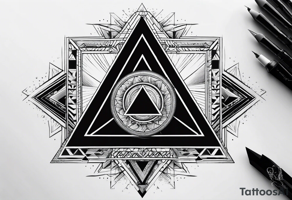 triangle illusion tattoo idea