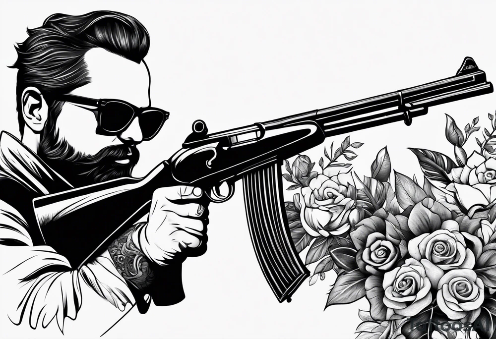 capricorn with sunglasses and shotgun tattoo idea