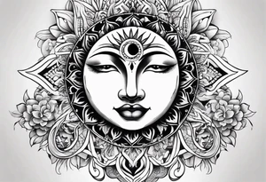 Sun and moon sternum tattoo idea