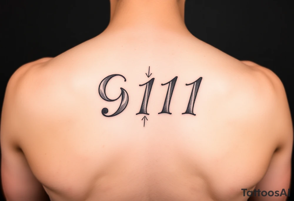 Artsy creative way to write 911 feminine tattoo idea