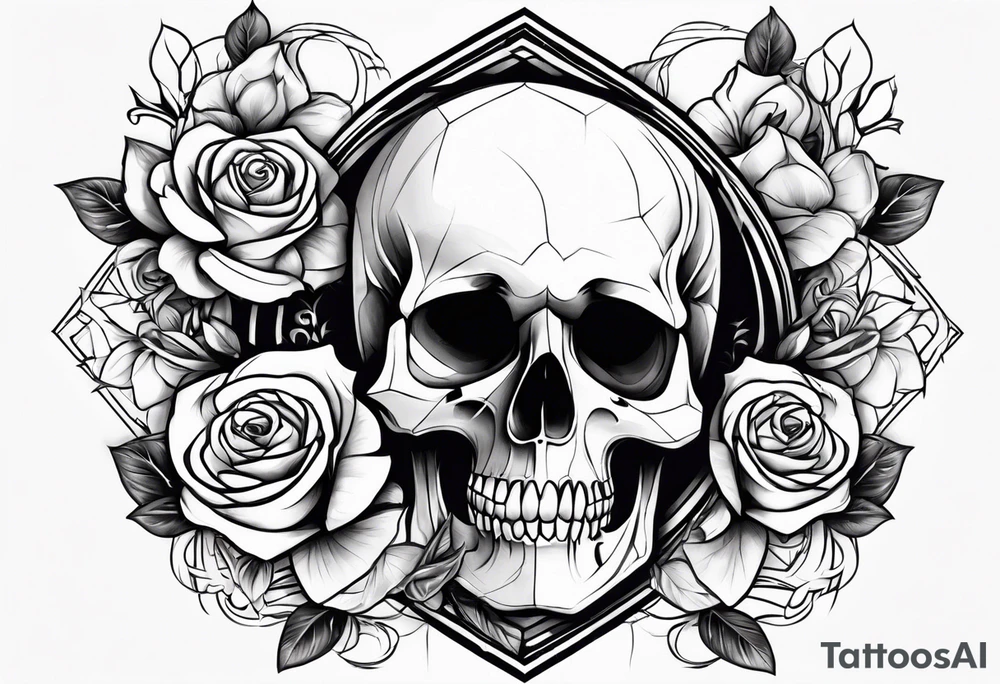 skull and roses tattoo idea
