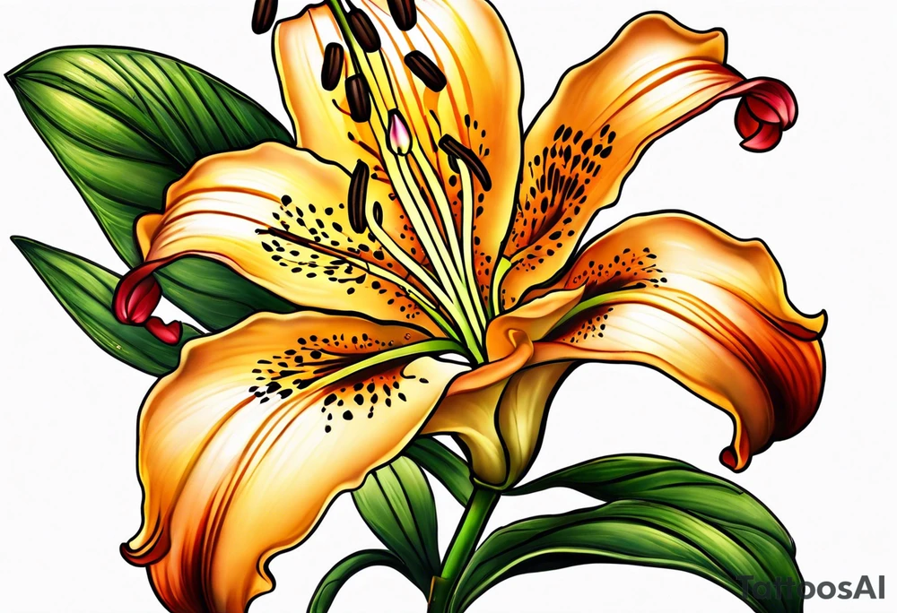 tiger lily  flower tattoo idea