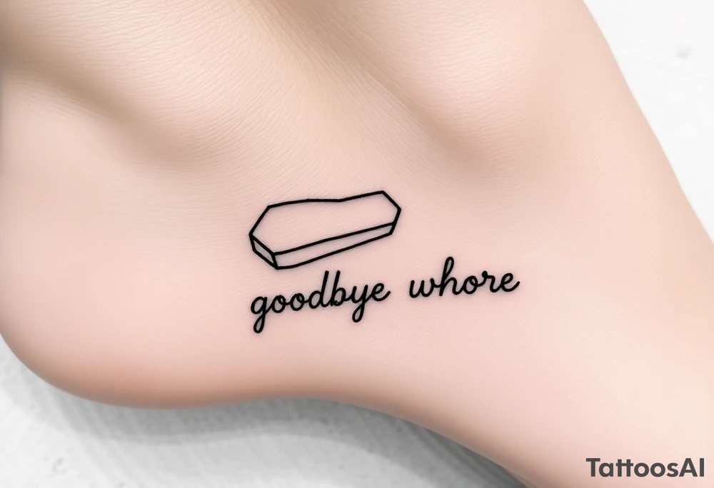 A peanut in a coffin with the words goodbye whore tattoo idea