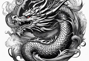 Traditional Dragon full body and smoke tattoo idea