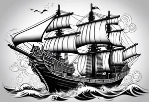 Chinese junk with lightning tattoo idea
