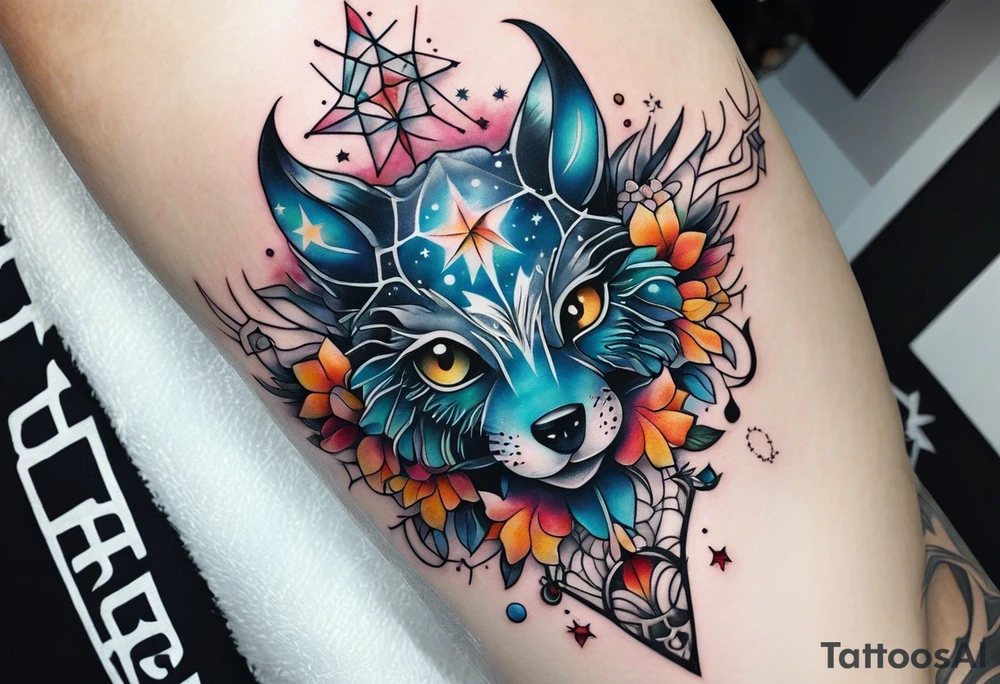 Constellation, animal alien, snowflake tattoo idea