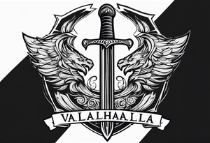 Valhalla fire sword shield warrior tattoo idea