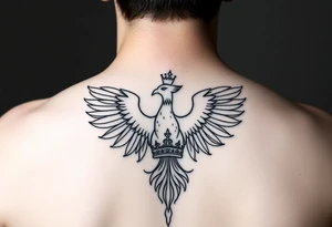 Minimal phoenix and crown tattoo idea