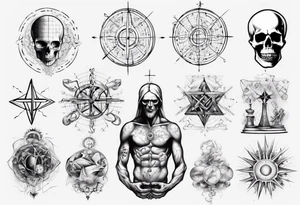 The study of human body and religion combined with emphasis on math and physics tattoo idea