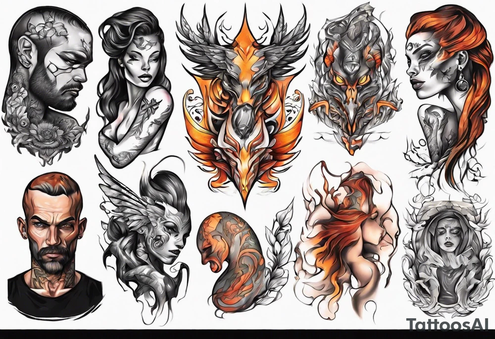 men women morph tattoo idea