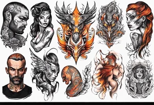 men women morph tattoo idea