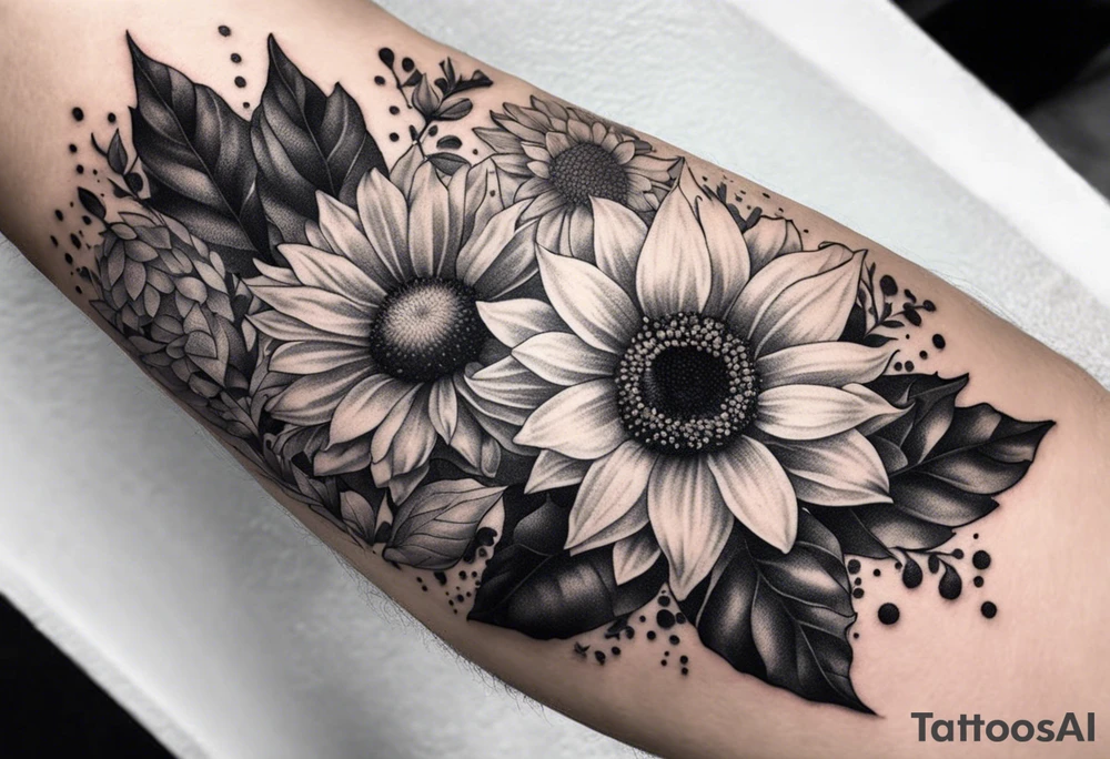 Sunflower daffodil, daisy, rose, Adler, chrysanthemum, holly Birth flower tattoo idea