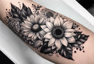 Sunflower daffodil, daisy, rose, Adler, chrysanthemum, holly Birth flower tattoo idea