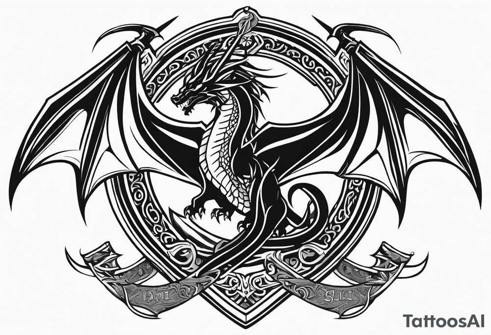 Valhalla sword shield dragon tattoo idea
