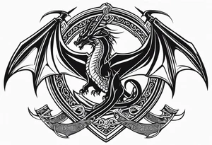 Valhalla sword shield dragon tattoo idea