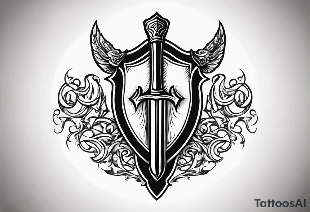 Valhalla shield sword tattoo idea