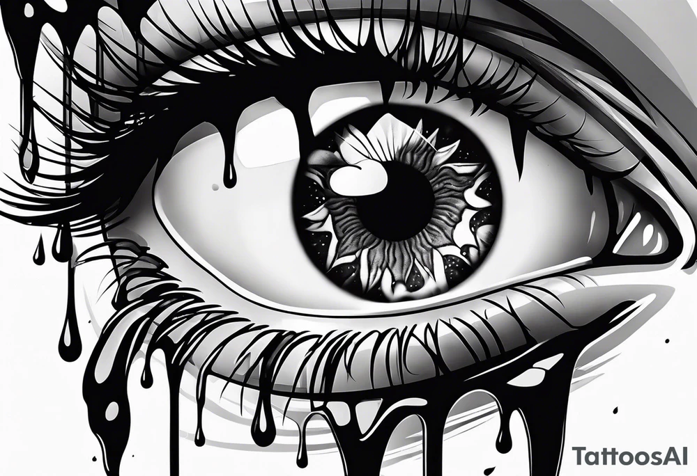 Eye melting with wax drips tattoo idea