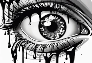 Eye melting with wax drips tattoo idea